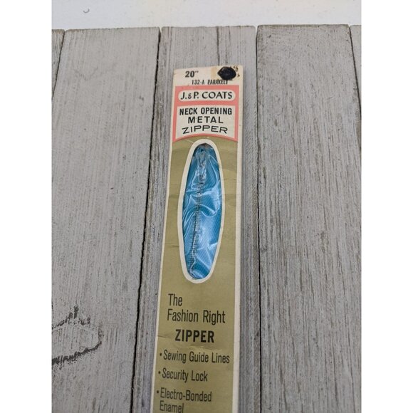 Vintage J&P Coats Neck Opening Metal Zipper 20" Parakeet 132-A Blue - Picture 2 of 4